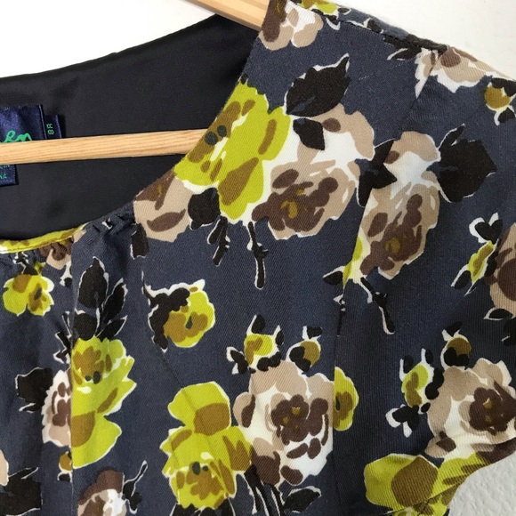 Boden Blue Floral Ruched Short Sleeve Dress 4US - Picture 4 of 9